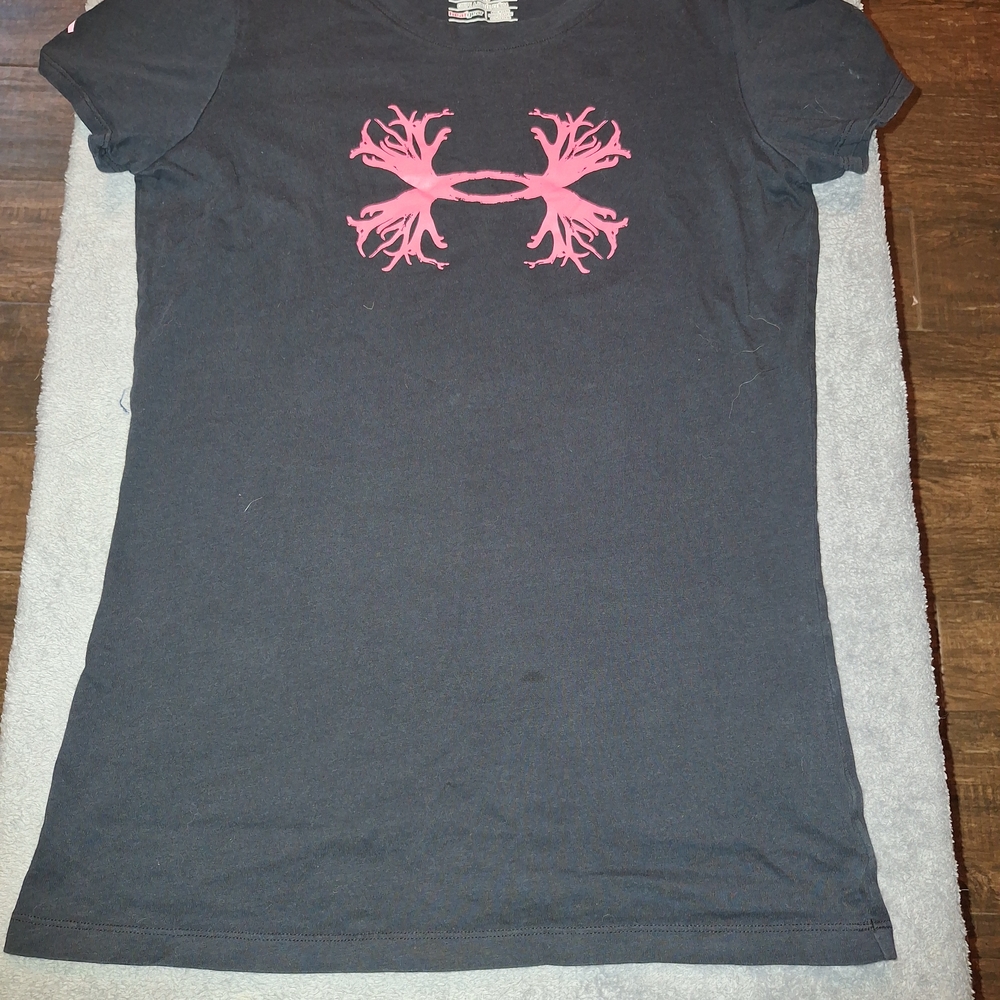 Under Armour Black T-Shirt with Pink Logo
